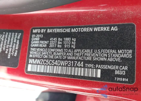 2013 Mini Countryman Cooper S из США, поврежденный, VIN WMWZC5C54DWP31744